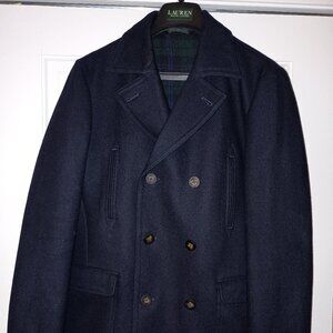 Ralph Lauren Boys Wool Blend Pea Coat Size 18 Navy Blue